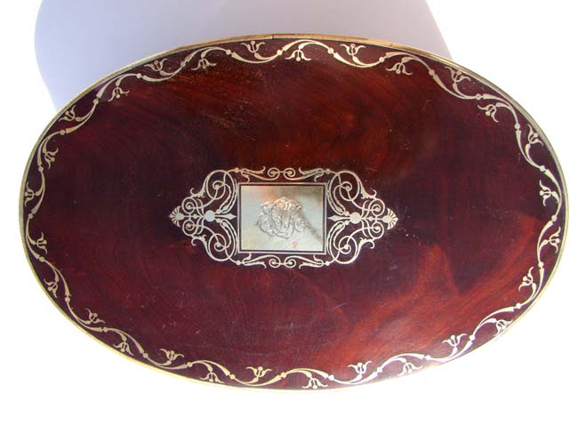 A Fabulous Antique French brass inlaid oval mahogany Dressing Box circa circa 1810. — image 2